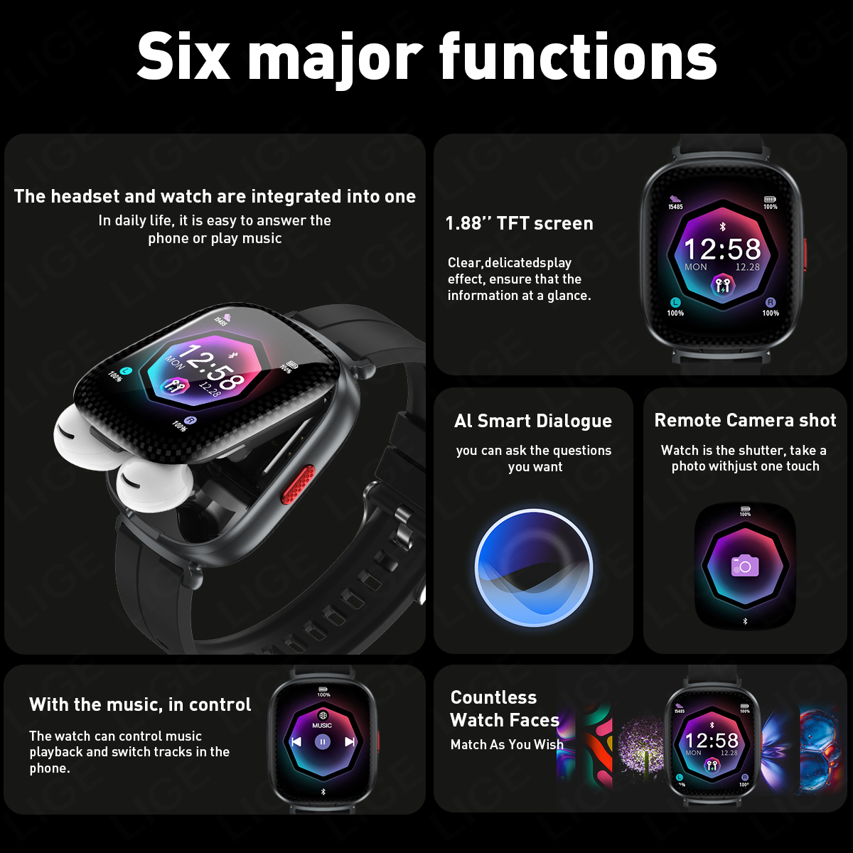 LIGE TWS Kulaklık Akıllı Saat  - Smartwatch Headset incelemesi ve fiyatı