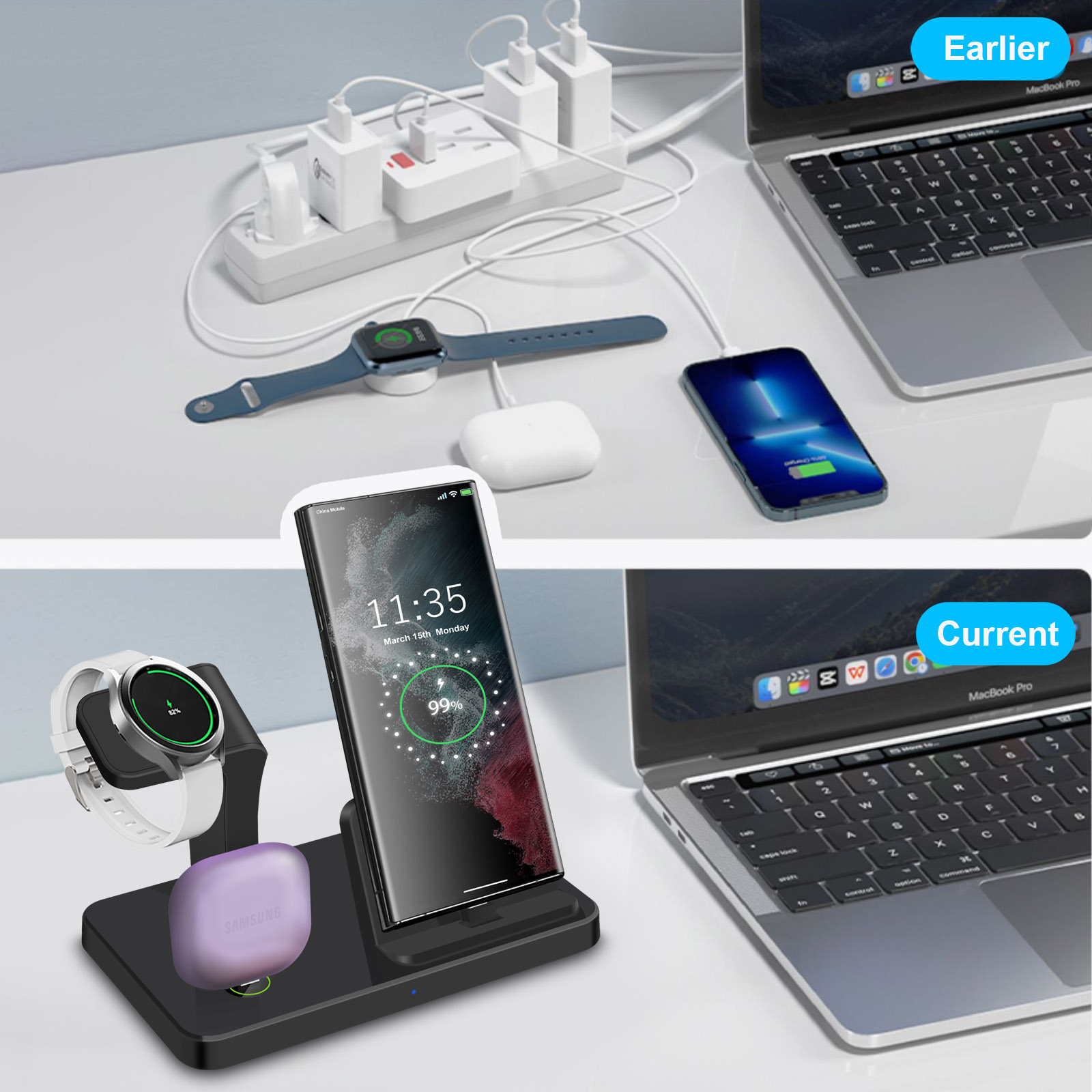 3'ü 1 Arada Tip C Portlu Kablo - Wireless Charger Watch incelemesi ve fiyatı